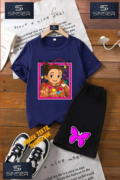 SS SİNSER Kids “Ecrn Girl with Heart“ Custom Printed Crew Neck T-Shirt - Shor...