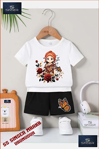 SS SİNSER Kids “Jiyan Anime Girl“ Custom Printed Crew Neck T-Shirt - Shorts Set