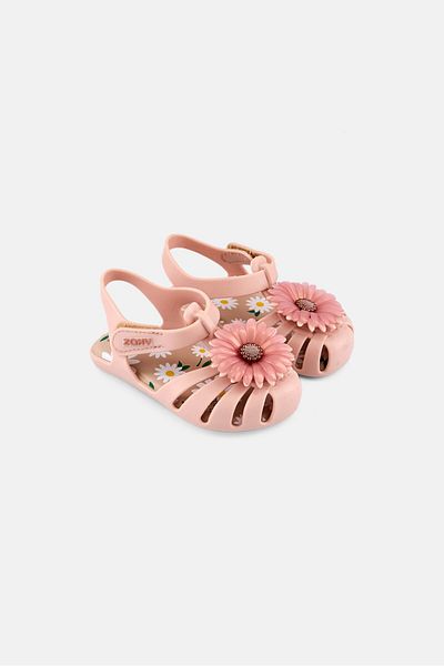 ZAXY Toddlers Girl Daisy Baby Velcro Closure Sandal, Light Pink