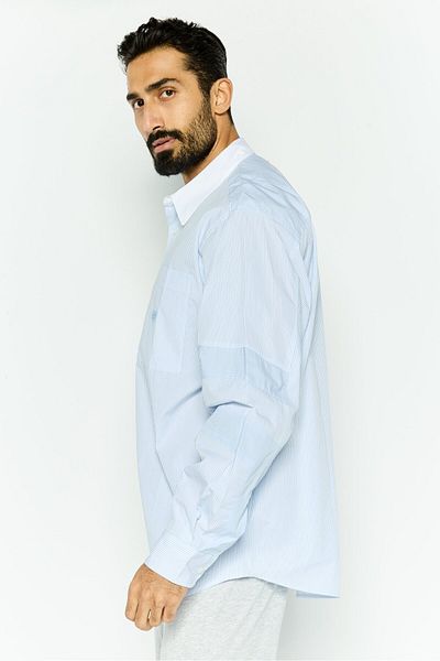 adidas Men Sportswear Fit Long Sleeves Outdoor Polo Shirt, Light Blue