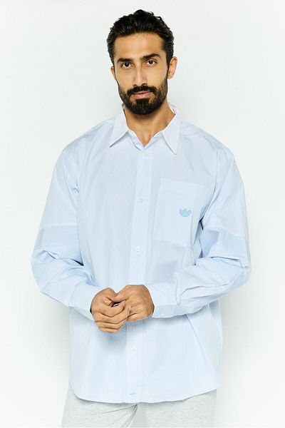 adidas Men Sportswear Fit Long Sleeves Outdoor Polo Shirt, Light Blue