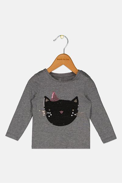 MOTHERCARE Toddlers Girl Sequin Long Sleeves Top, Grey