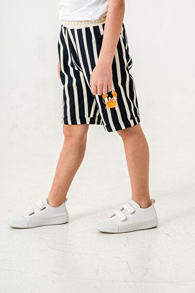 Mışıl Kids All Area Striped Crab Printed Boy's Shorts
