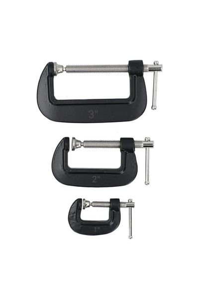 Generic ACE 3-Piece C-Clamp Set Black and Silver 1/2/3inch