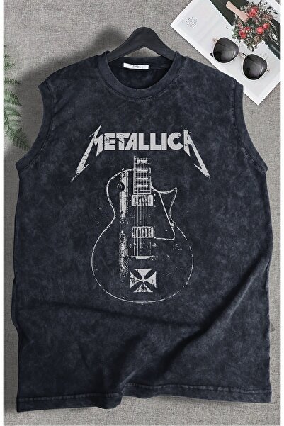 Fuddy Moda Αμάνικο μπλουζάκι με στάμπα Guitar Metallica, Unisex Rock Band με ...