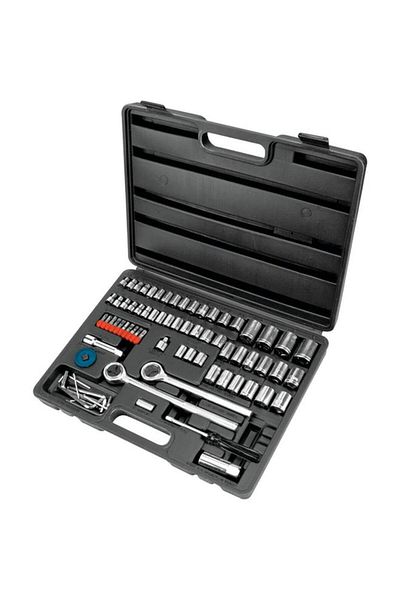 Generic طقم مقابس مطلي بالكروم من Performance Tool، مكون من 85 قطعة، باللونين الأسود والفضي W1183