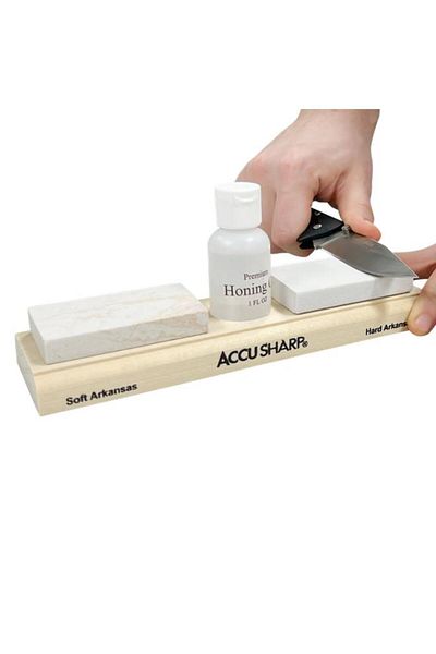 Generic AccuSharp Easy to Use Two Whetstones with Honing Oil Knife Sharpening Kit Multicolor (Multicolour)