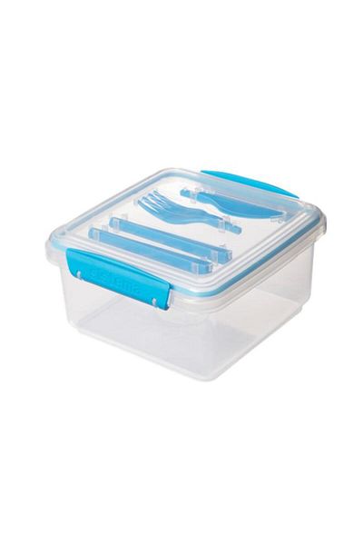 Generic sistema Lunch Box with Fork and Knife Assorted Color 1.2 Liter (Multicolour)