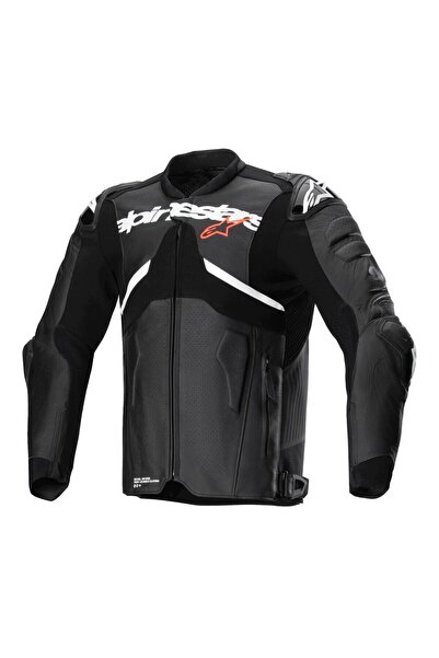 Alpinestars ATEM V5 Korumalı Deri Motosiklet Montu Siyah Beyaz