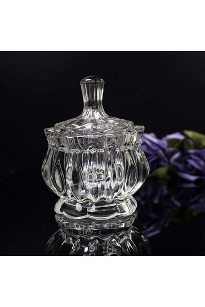 PUFO Elegance Glass Candy Box With Lid, 12 Cm