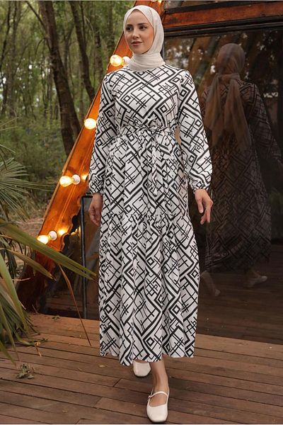 TRENDTESETTÜR ΓΥΝΑΙΚΕΙΟ ΦΟΡΕΜΑ ΛΕΥΚΟ ΖΩΝΗ ΜΕ ΣΧΕΔΙΟ T 254