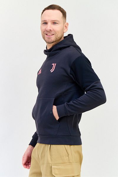 adidas Men Sportswear Fit Long Sleeve Juventus Turin Outdoor Hoodie, Charcoal