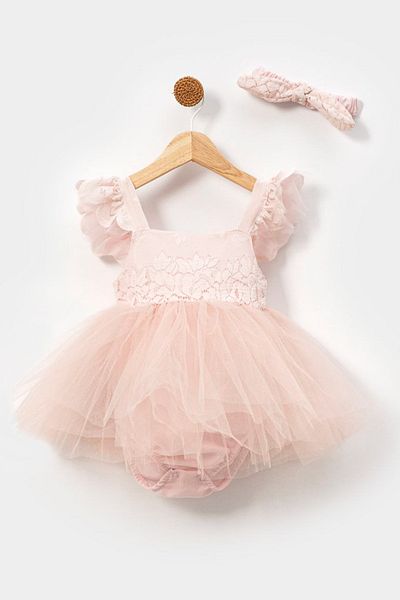 Baby Animals Baby Girl Girl Kid Birthday Party Wedding Dress Short Sleeve Ribbons Bandana Ruched Lined Romper