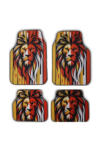 Generic Universal Car Mats “lion Power” – Red-Yellow Tribal Design