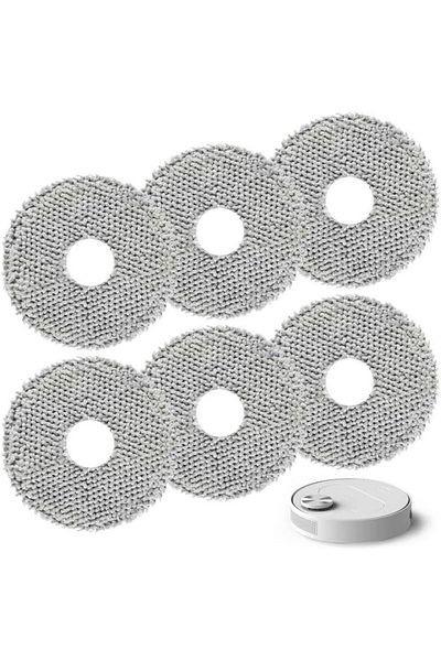 Nizirioo Set de 6 lavete de schimb pentru aspiratorul robot Nizirioo S10, microfibră, gri, 13 cm