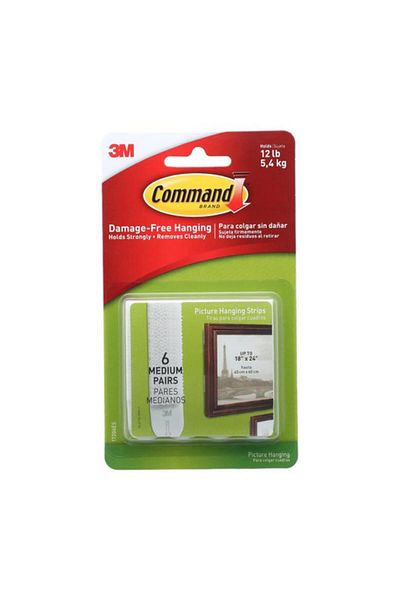 Generic شرائط تعليق الصور البلاستيكية ذاتية اللصق متوسطة الحجم من 3M Command باللون الأبيض 17204ES