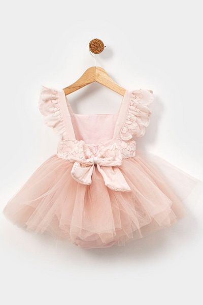 Baby Animals Baby Girl Girl Kid Birthday Party Wedding Dress Short Sleeve Ribbons Bandana Ruched Lined Romper