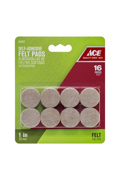 Generic وسادات لباد دائرية ذاتية اللصق من ACE، لون بني، مقاس 1 بوصة، 16 قطعة