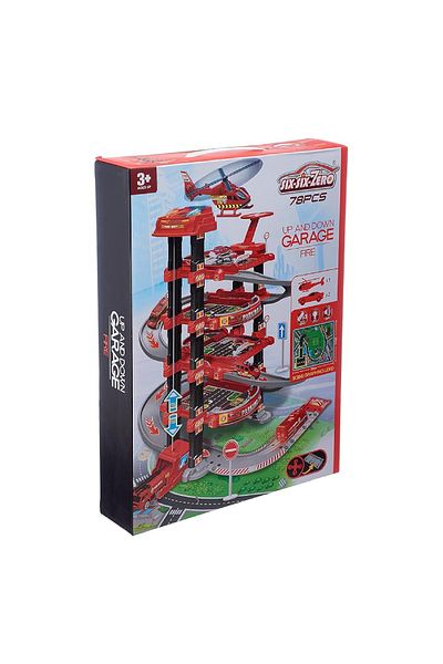 rexa Lean Toys 4-Level Parking Garage Set with Police and Fire Themes