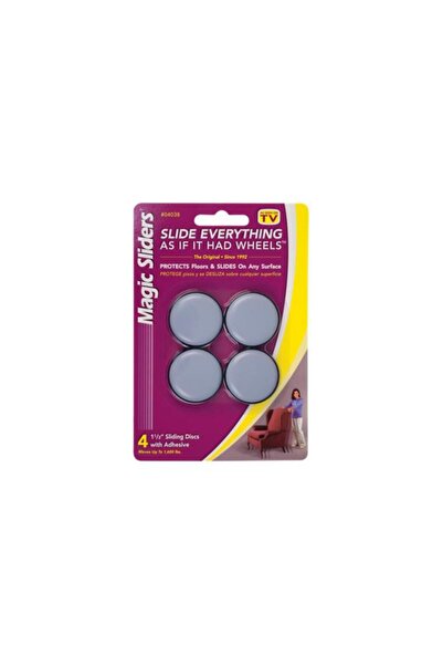 Generic أقراص منزلقة دائرية من ماجيك سلايدرز، 4 قطع، مع لاصق، رمادي، 1.5 بوصة