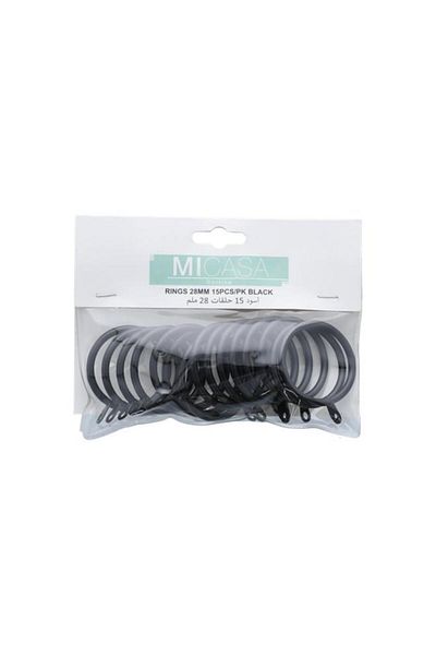 Generic Micasa 15-Piece Curtain Rings Black 28mm