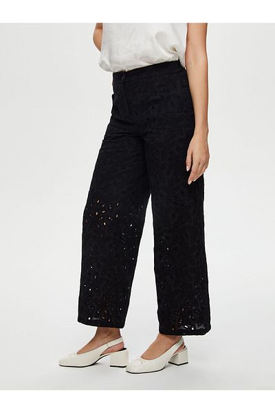Faik Sönmez Women's Wide Leg Fit Brode Embroidery Detailed Trousers Faik Sönmez