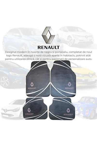 Generic Set de 4 covorașe auto universale Renault – negre cu design curbat