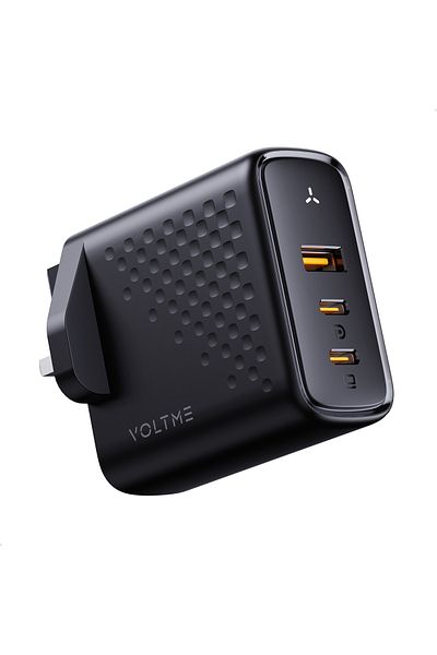 VOLTME Revo 100 GaN III Dual USC-C + 1 USB-A Port Wall Charger PD.3 & QC.3 100W - Black
