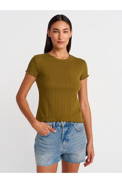 Dilvin 31834 Short Sleeve T-Shirt-Red Fat Green