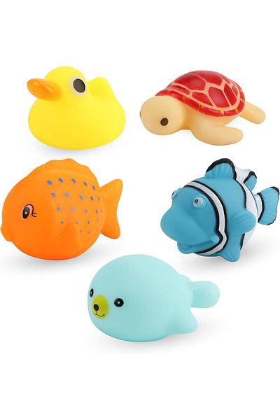 Moon Baby Sea Life Toys – 5-Pcs Bath Fish Toys for Toddlers