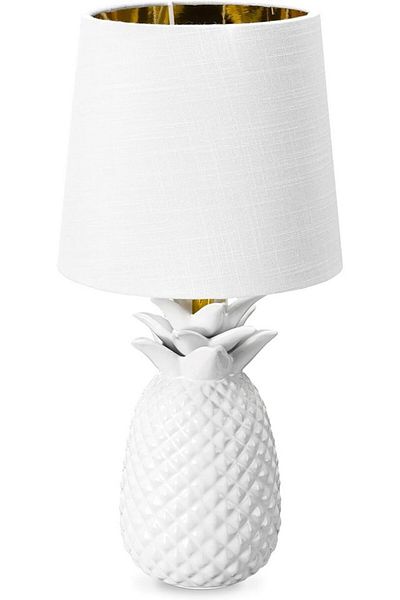 Navaris White ceramic lamp with pineapple design, wired, 40 cm, Navaris