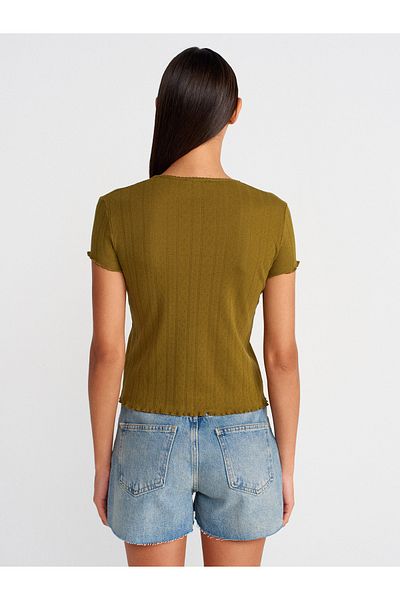 Dilvin 31834 Short Sleeve T-Shirt-Red Fat Green