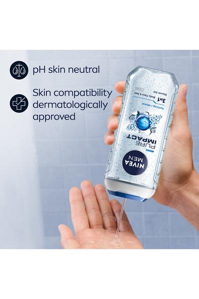 NIVEA MEN Pure Impact 3in1 Shower Gel Body Wash, Deep Cleansing, 250ml, Pack of 3
