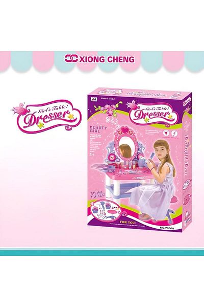 rexa Musical Dressing Table Playset for Girls – Complete Beauty Accessories Bundle with Lights & Sound