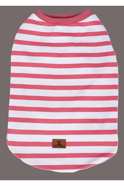 Peti Tailor Big Breed Pink Striped Tank T-Shirt Orange Detail Thin Summer Cat Dog Clothes