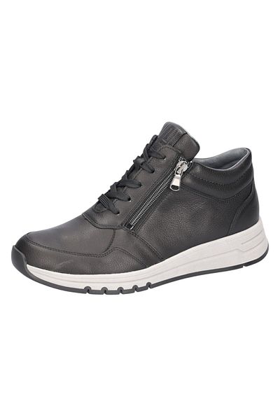Waldläufer Damen Mid Sneaker H-April Mid Top 957702 139 Schwarz 001 schwarz Leder mit EVA & herausnehmbar