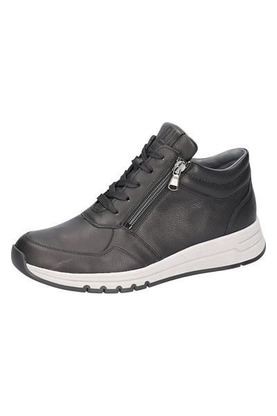 Waldläufer Damen Mid Sneaker H-April Mid Top 957702 139 Schwarz 001 schwarz Leder mit EVA & herausnehmbar