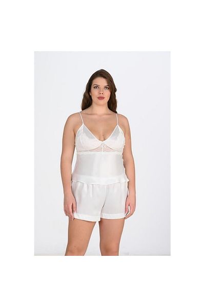 Findit Plus Size Ecru Shorts Set