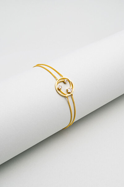 So CHIC... Yıldızlar Geçidi 18 Ayar Sarı Altın Kaplama 19 Cm Gümüş Bileklik