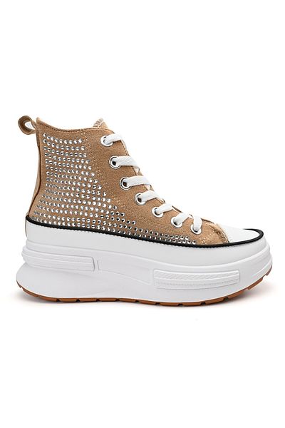 Tmall High-top sneakers with pebbles on the flatform sole, 1251, Khaki