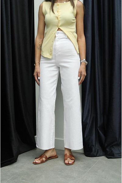 Havoş Λευκό Cropped Flare Jean