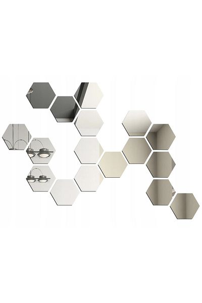 OEM SET Oglinzi Decorative Acrilice Design Hexagonal Argintiu - MyStyle Luxury Home 24 bucăți/set