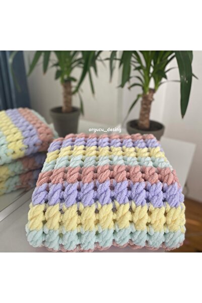 ÖRGÜCÜ DESİGN Puffy Bebek Battaniyesi Renkli