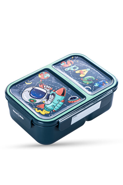 NovaKids صندوق غداء بينتو ذو حجرتين - أخضر رائد فضاء