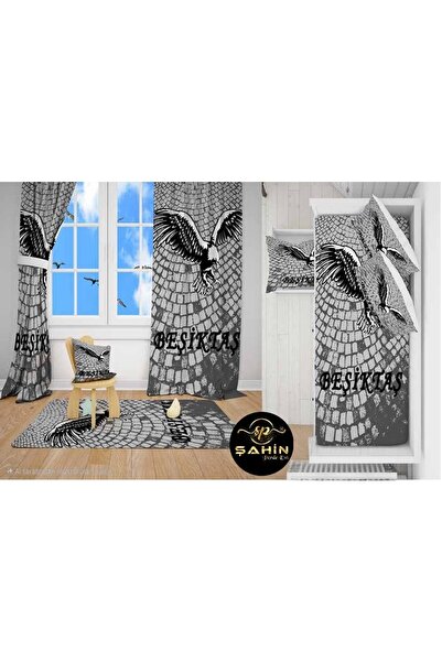 Lavisa Beşiktaş Model Dijital Baskı 2fon Perde & Yatak Örtüsü ve Yastık Kılıf...