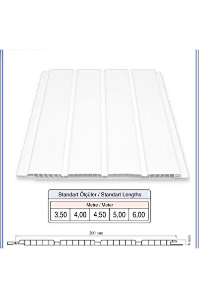 BÜKER LAMBRİ 20 Cm Fugalı Beyaz Lambri (6 Adet 2 Metre Toplam 2.4 M2 )