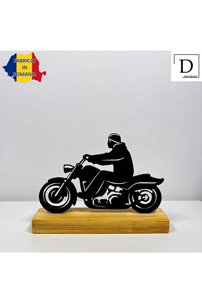 OEM "Free Spirit" decoration with natural wood base, 12 cm, black, 3D printed