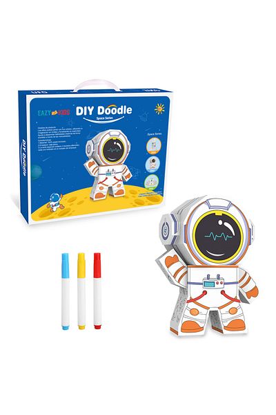 Eazy Kids رائد فضاء إبداعي اصنعه بنفسك - يتضمن 3 أقلام تلوين | للأعمار من 3 سنوات فما فوق