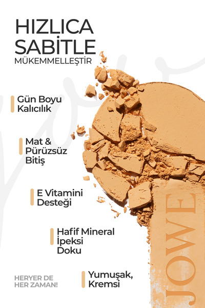 JOWE Mineral Compact Powder Kusursuz Mat Bitişli Kompakt Pudra - 30 Golden Beige