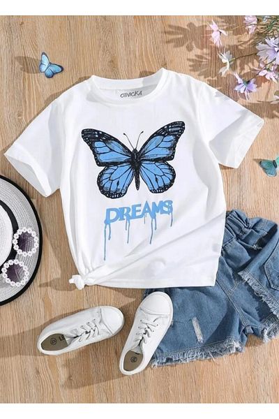 OTNICKA Tricou / Tricou pentru copii cu imprimeu DREAMS BUTTERFLY cu design personalizat 3 4 5 6 7 8 9 10 11 12 13 ANI